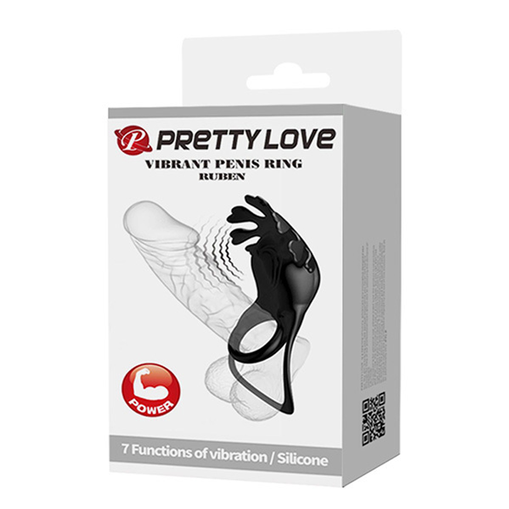 Черное эрекционное кольцо с вибрацией Pretty Love Ruben BI-210311-1