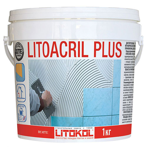 Клей для плитки Litokol Litoacril Fix, белый, ведро 5 кг