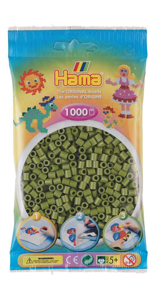 Hama Бусинки для термомозаики Midi оливковый, 1000 шт. (207-84)