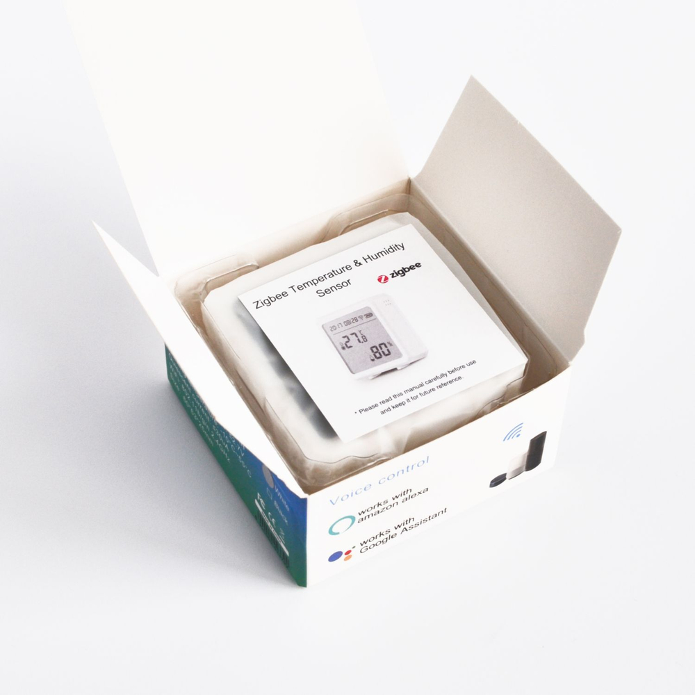 Умный Zigbee датчик температуры и влажности Tuya с дисплеем, Smart (Белый/черный)