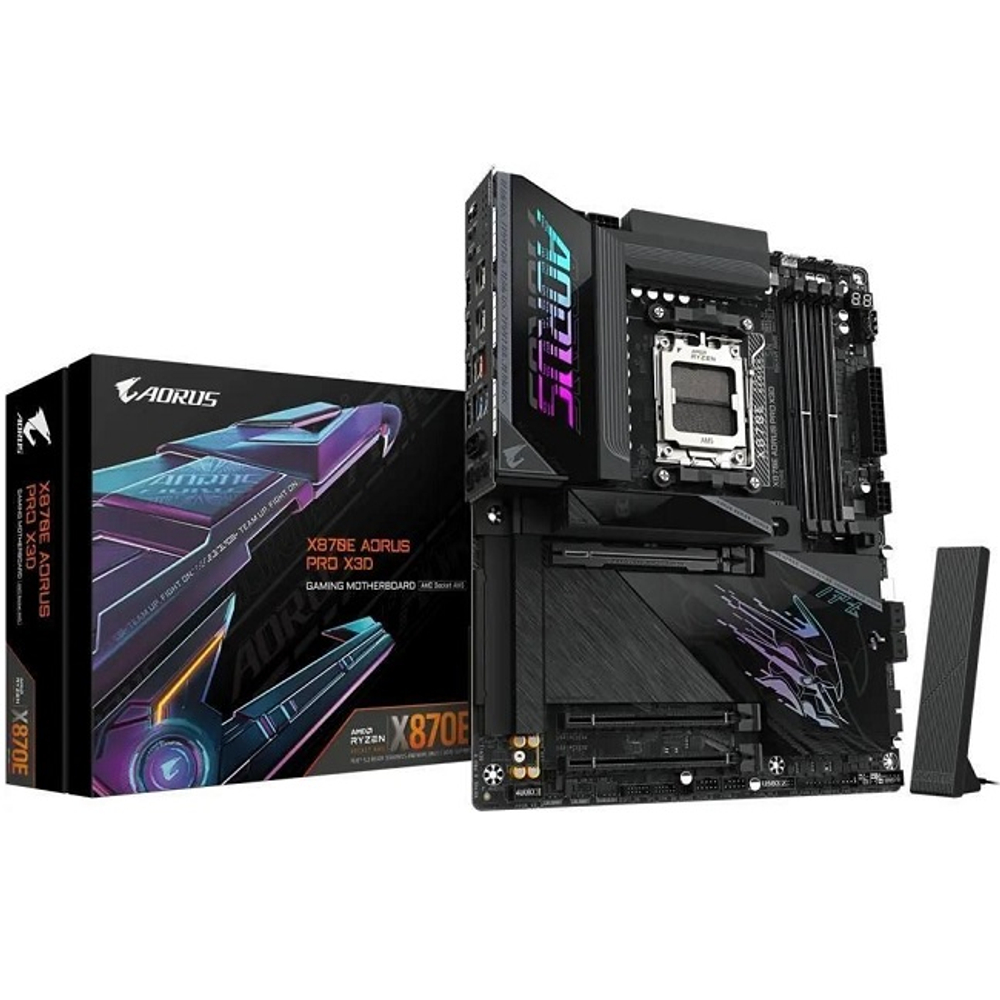 Материнская плата GIGABYTE X870E AORUS PRO X3D (AM5/AMD X870E/4xDDR5/3xPCI-Ex16/4xM.2/SB7.1/Wi-Fi/BT/GLAN/HDMI/ATX)