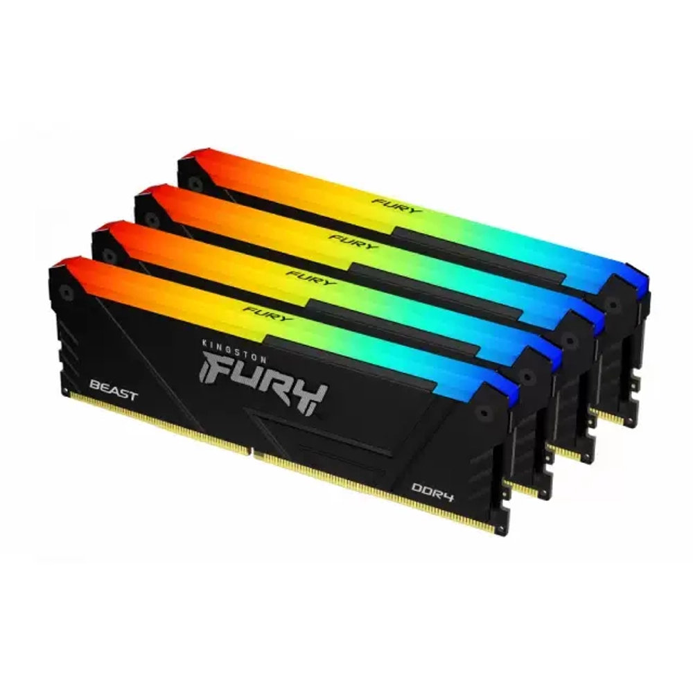 Оперативная память Kingston FURY Beast RGB [KF432C16BB2AK4/128] 128 ГБ (4 × 32 ГБ) DDR4 3200 МГц CL16, черный