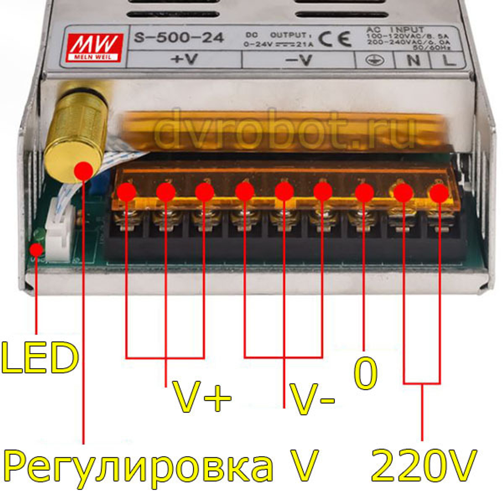 Регулируемый AC-DC блок питания 0-12В/40A