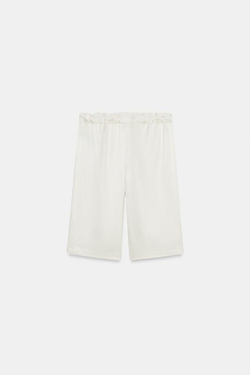 ZARA ШОРТЫ В ПИЖАМНОМ СТИЛЕ — ZW COLLECTION, ЭКРЮ