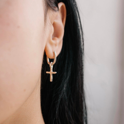 моносерьга крест малый/cross tiny