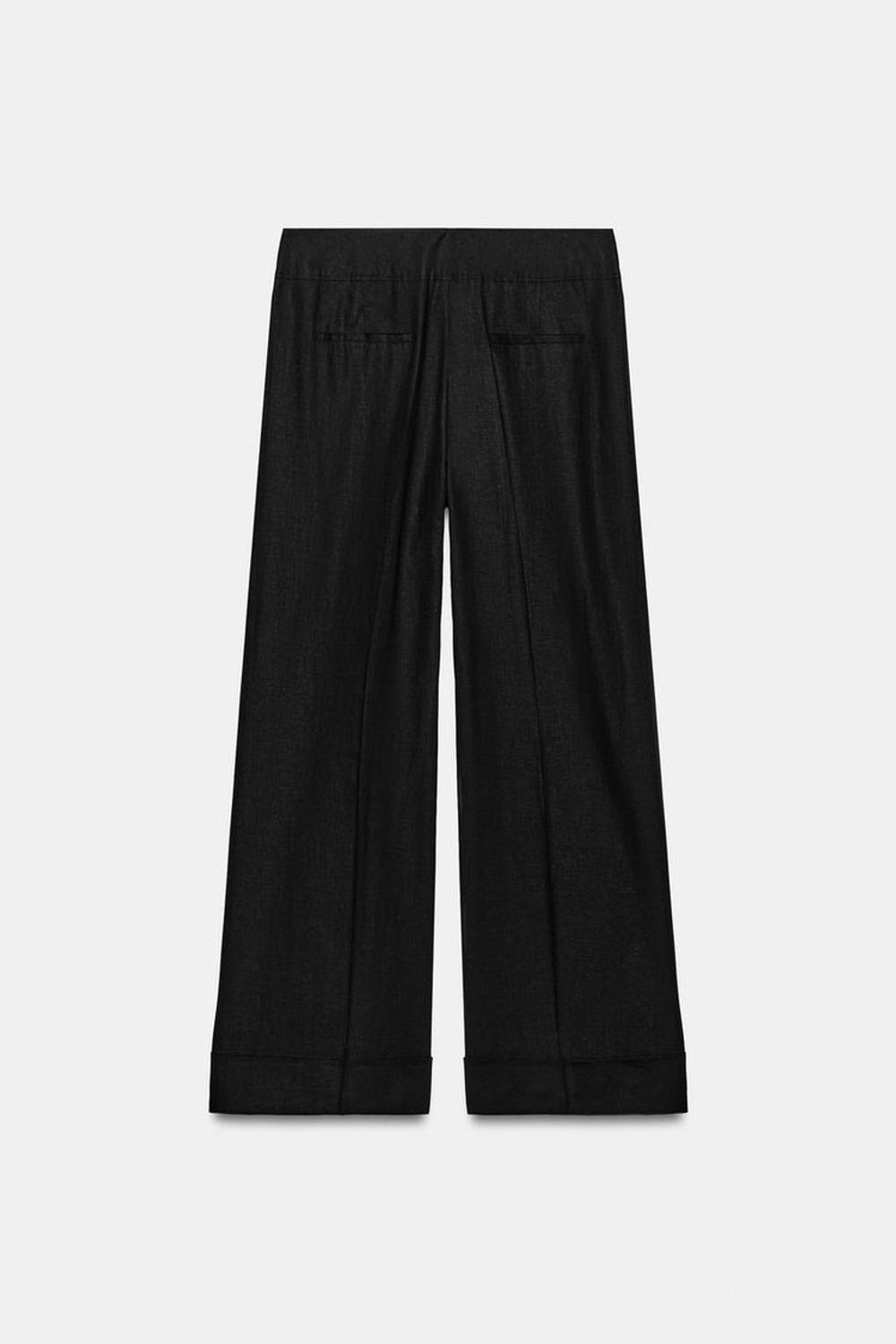 ZARA ШИРОКИЕ БРЮКИ С ОТВОРОТАМИ, ЧЕРНЫЙ