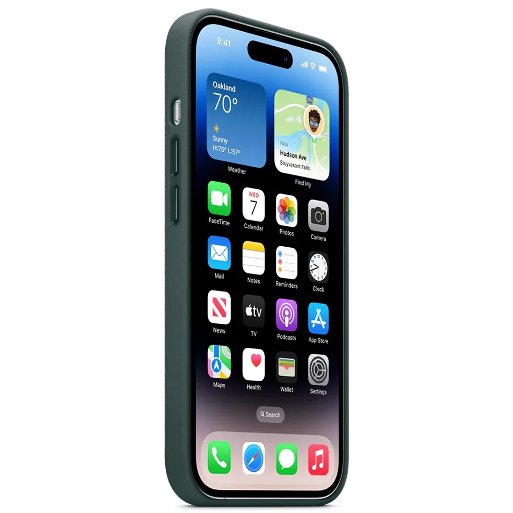 Кожаный чехол с поддержкой MagSafe Apple Leather Case для iPhone 14 Pro, Forest Green (Зеленый лес)