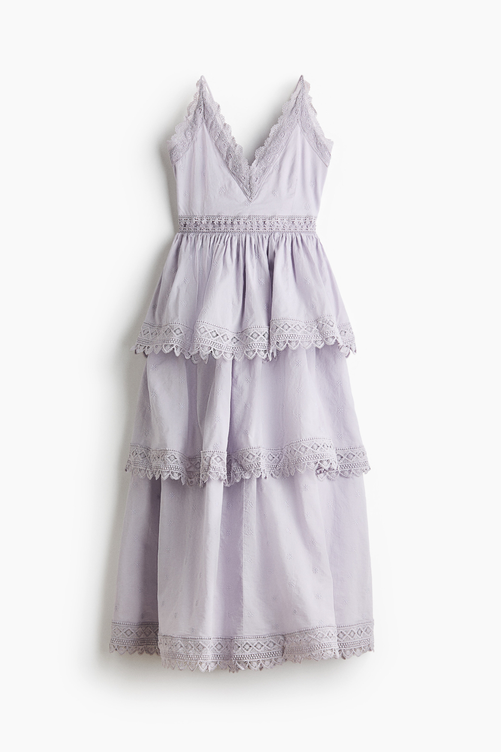 Платье из хлопка с кружевом — длина миди - H&M