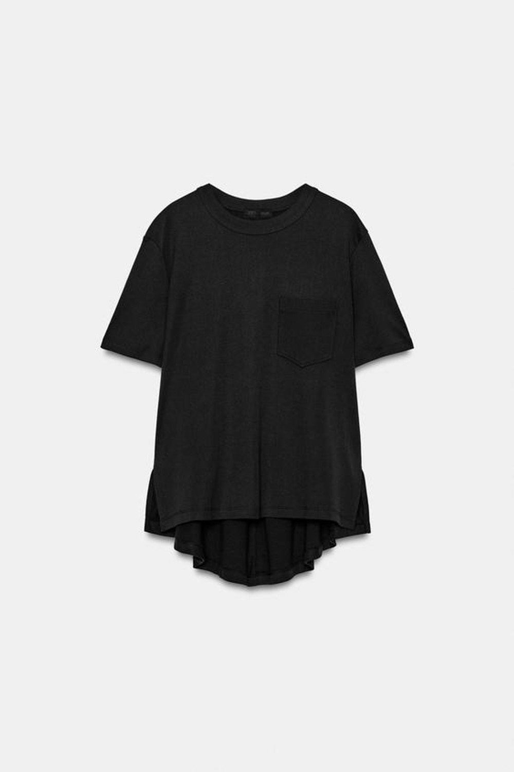ZARA ФУТБОЛКА INTERLOCK С КАРМАНОМ, ТЕМНЫЙ АНТРАЦИТ