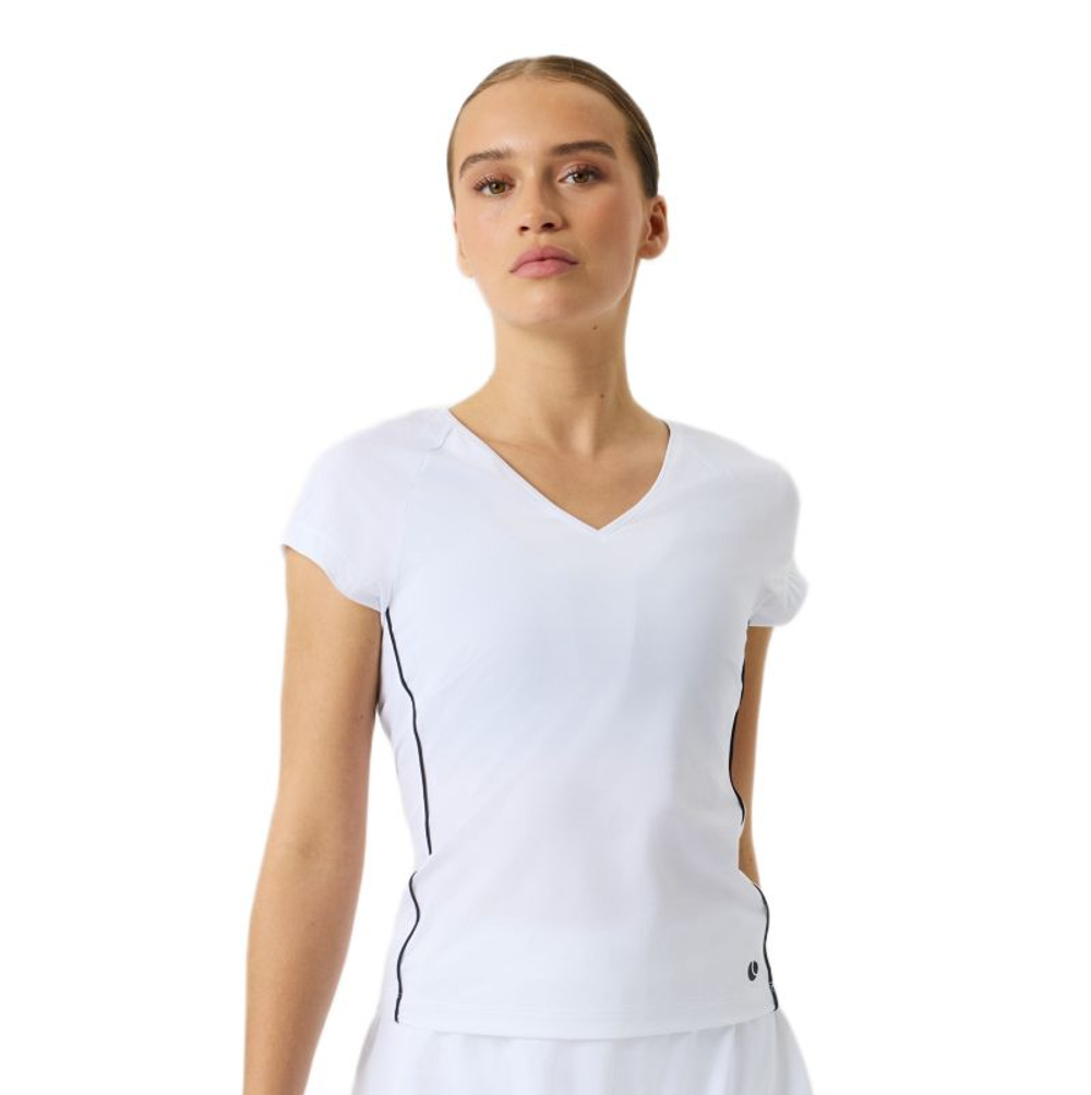 Женская теннисная футболка Björn Borg Ace V-Neck - white