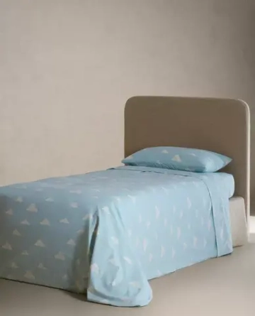 ZARA HOME ДЕТСКАЯ ВЕРХНЯЯ ПРОСТЫНЯ С ПРИНТОМ, СИНИЙ