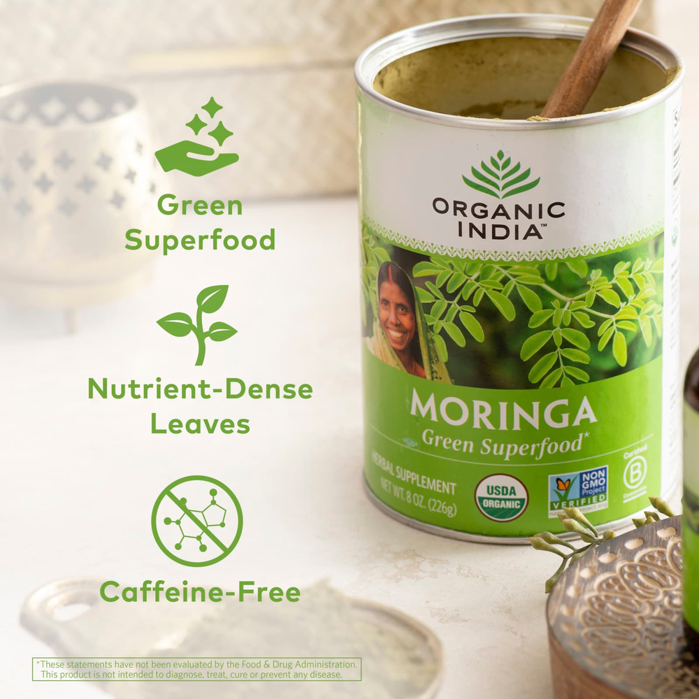 Organic India, зеленые суперфуды, моринга, 226 г (8 унций)