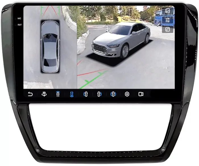 Магнитола для Volkswagen Jetta 6 2011-2018 - FarCar BX3076M-360 монитор 10.36" 2K QLED на Android 13, Быстрая, CarPlay, 4G SIM-слот, 4 камеры в комплекте