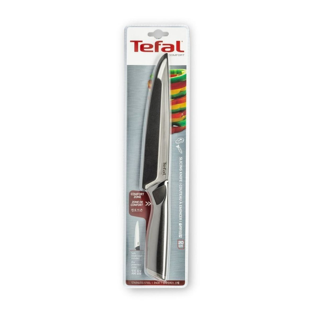 Нож кухонный Tefal, Comfort, универсал, нерж сталь, 20 см, рук пласт, K2213714