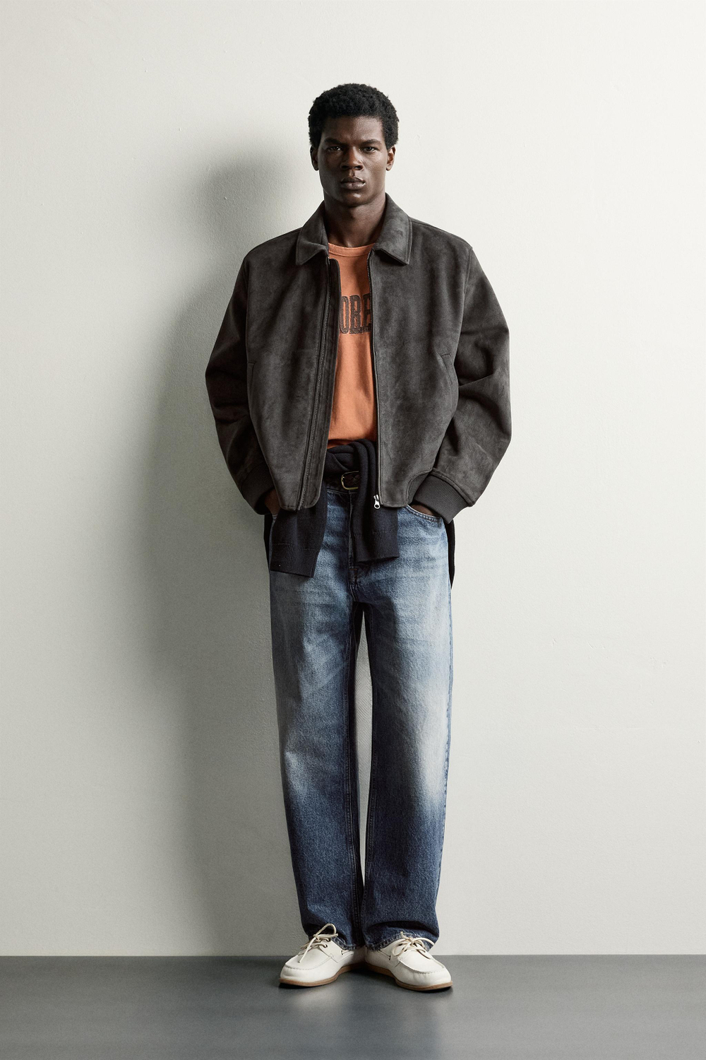 БОМБЕР ИЗ ТКАНИ ПОД ЗАМШУ — ZARA