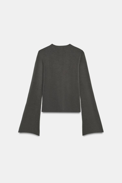 ZARA ФУТБОЛКА С ШИРОКИМИ ДЛИННЫМИ РУКАВАМИ, АНТРАЦИТОВО-СЕРЫЙ