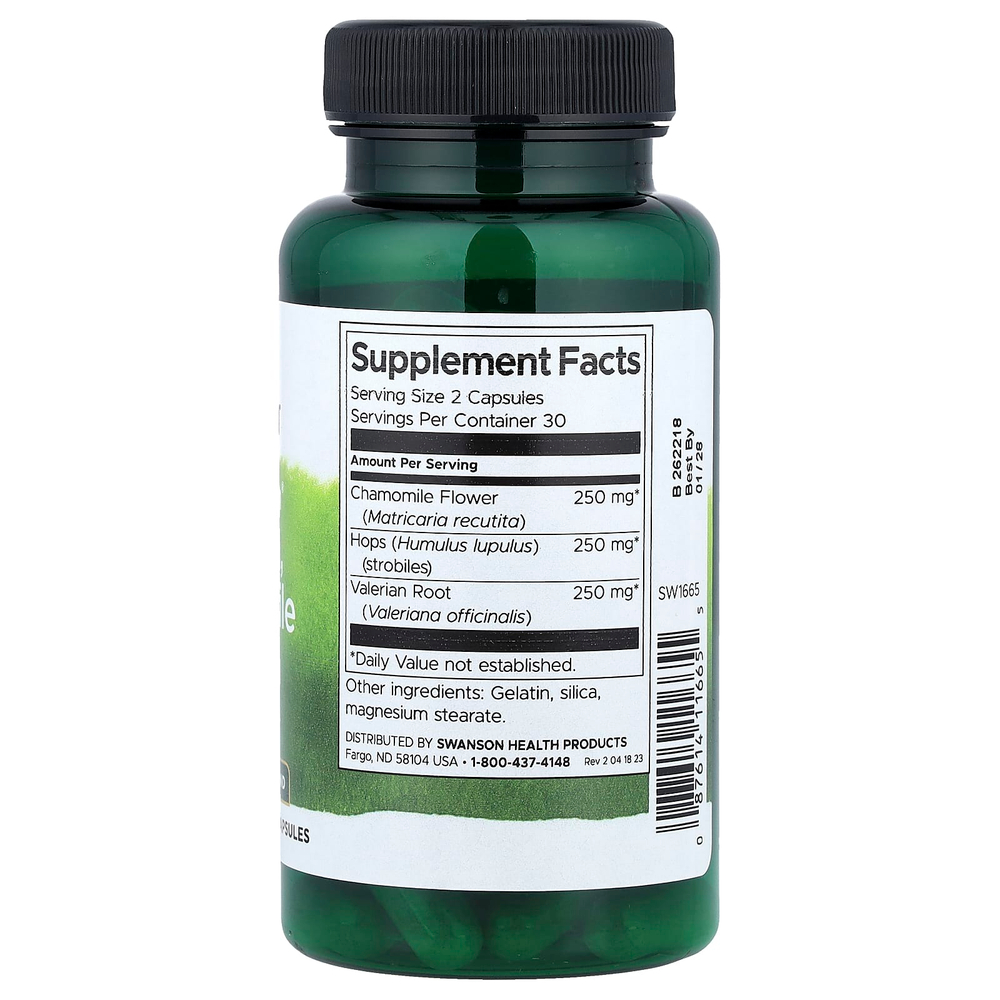 Swanson Vitamins, Full Spectrum®, валериана, ромашка и хмель, 60 капсул