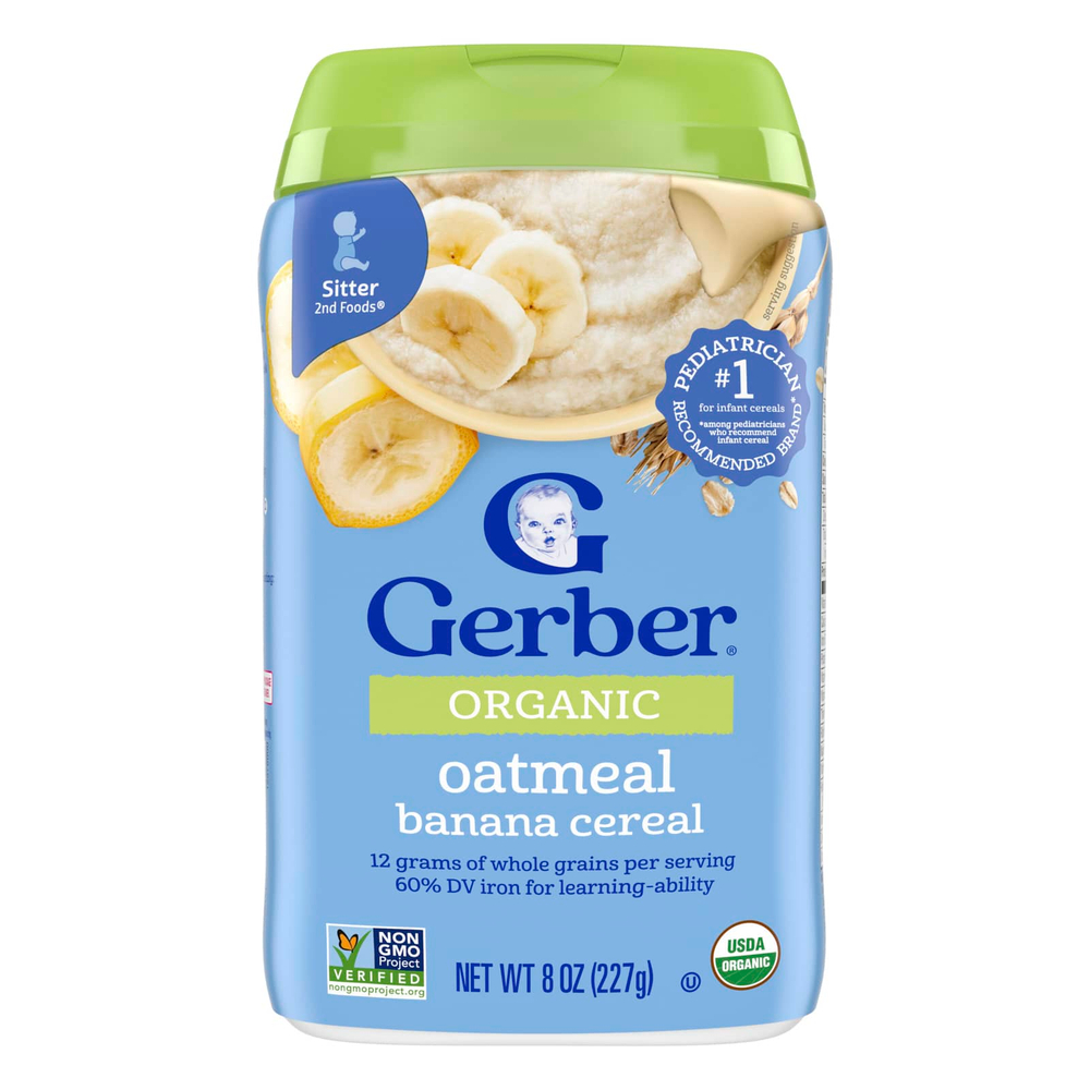 Gerber, Organic for Baby, Grain & Grow™, 2nd Foods®, овсяная и банановая хлопья, 227 г (8 унций)