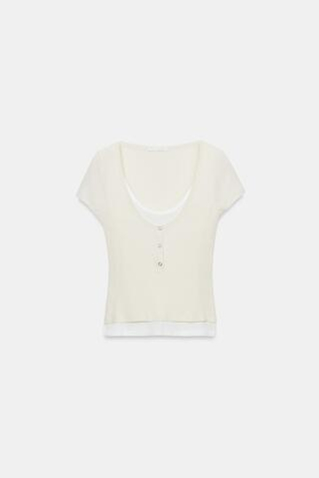 ZARA ФУТБОЛКА С ЭФФЕКТОМ МНОГОСЛОЙНОСТИ, ЭКРЮ