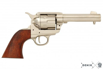 ММГ Макет револьвера Кольт Colt Peacemaker, 45 калибр, никель США 1873 г., Denix