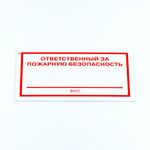 Знак "Ответственный за пожарную безопасность", КОМПЛЕКТ 3 штуки, 100х200х2 мм, пластик, F21