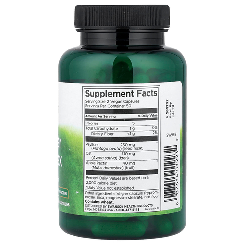 Swanson Vitamins, комплекс из трех волокон, 100 веганских капсул