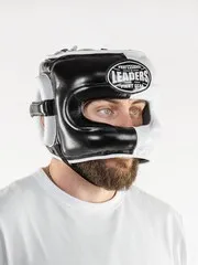 Шлем боксерский LEADERS LS с бамперной защитой BK/WH 1/2