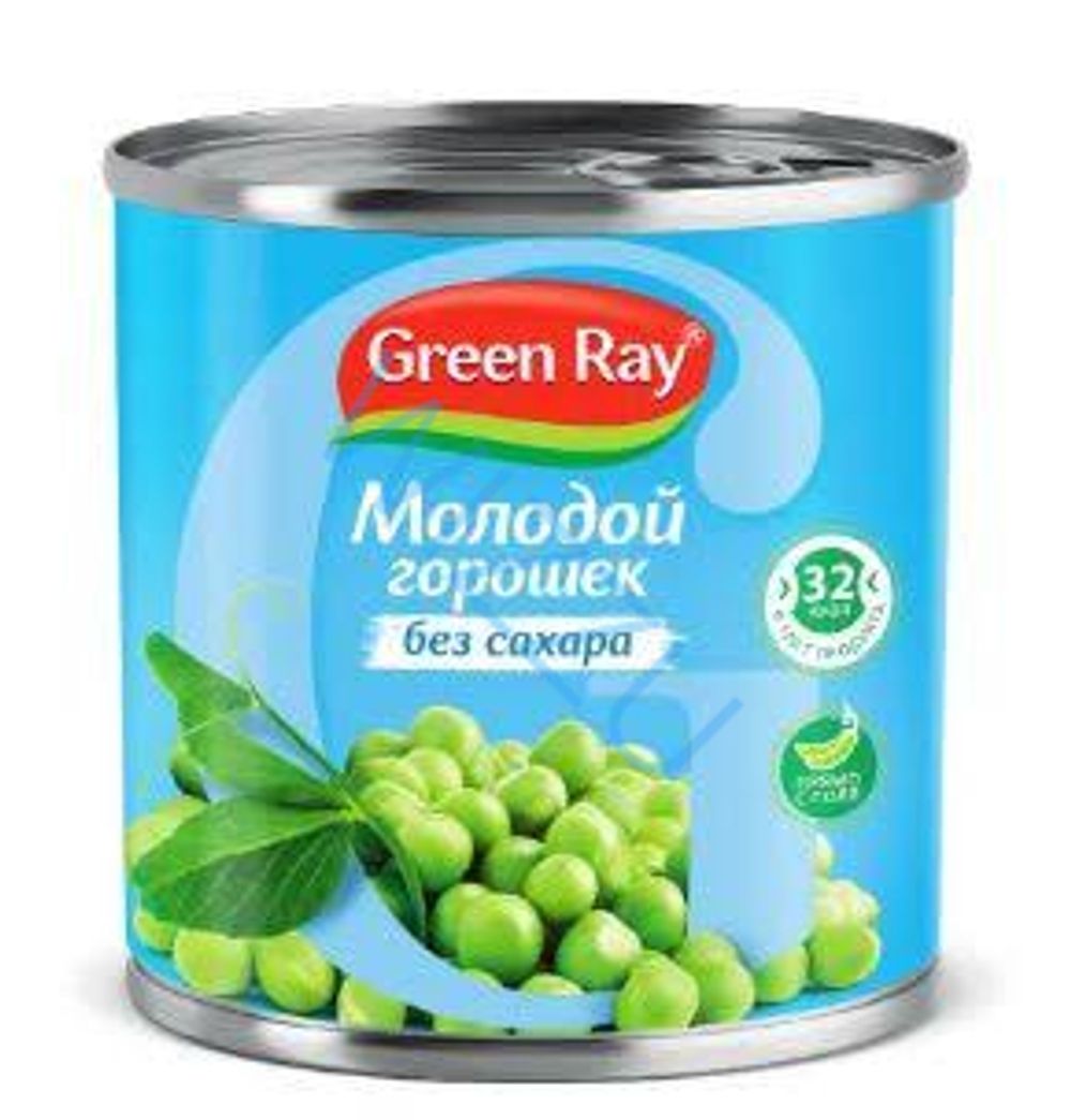 Горошек GREEN RAY зеленый с ключем чистое питание ж/б 425мл