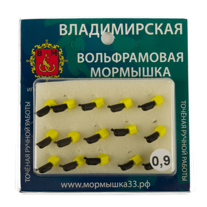 Мормышка Владимирская 140 "Гвоздик с желтым кубиком", с коронкой, 3мм, 0.9гр (15шт/уп)
