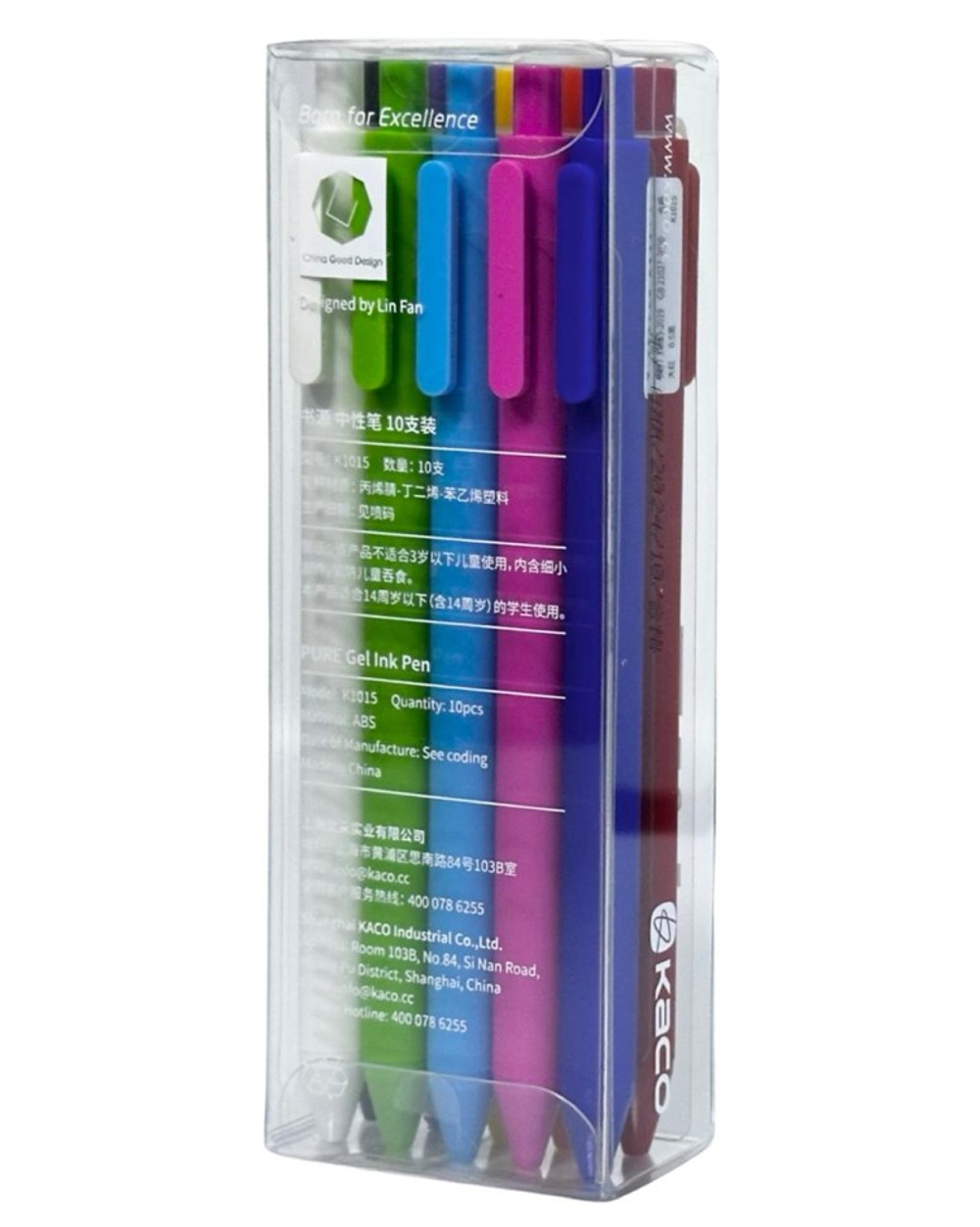 Ручка гелевая Kaco Pure Plastic Gel Ink  (комплект 10шт) цветные