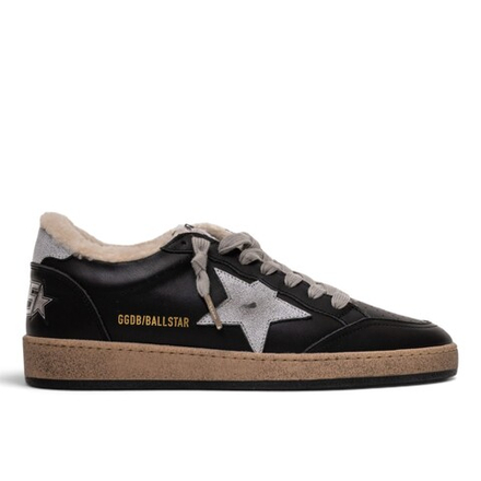 Men’s Ball Star Shearling in Black Leather and Suede With White Leather Star