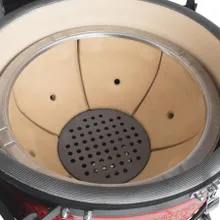 Керамический гриль Kamado Joe Classic III Stand Alone, 46 см (красный), на столе из дуба