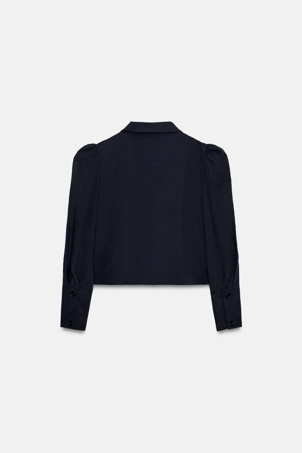 ZARA УКОРОЧЕННЫЙ БЛЕЙЗЕР СО СБОРКАМИ НА ПЛЕЧАХ, СИНИЙ