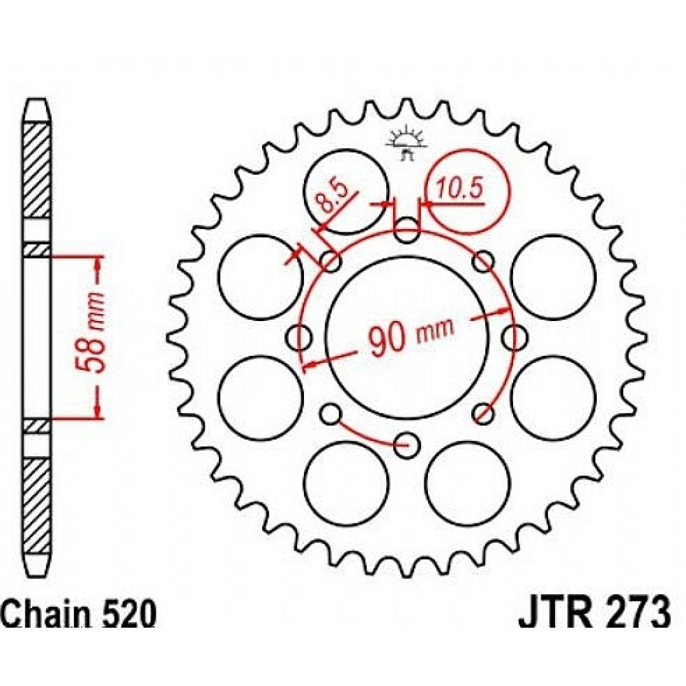 Звезда ведомая 520 на 45 зубьев, бренд: JTR273.45 (X250, Avantis Lux, Regulmoto, Roliz и д.р.)