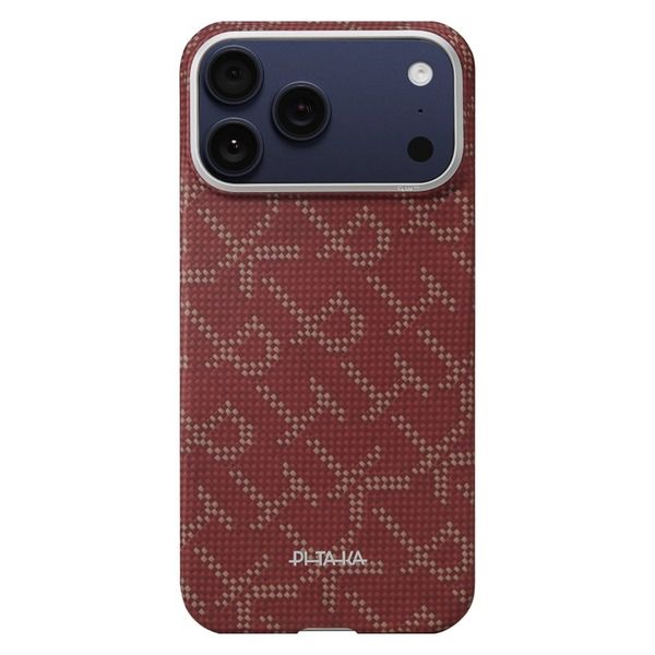 Чехол Pitaka Edge Case для iPhone 17 Pro, Красный монограм | Monogram Gold/Red