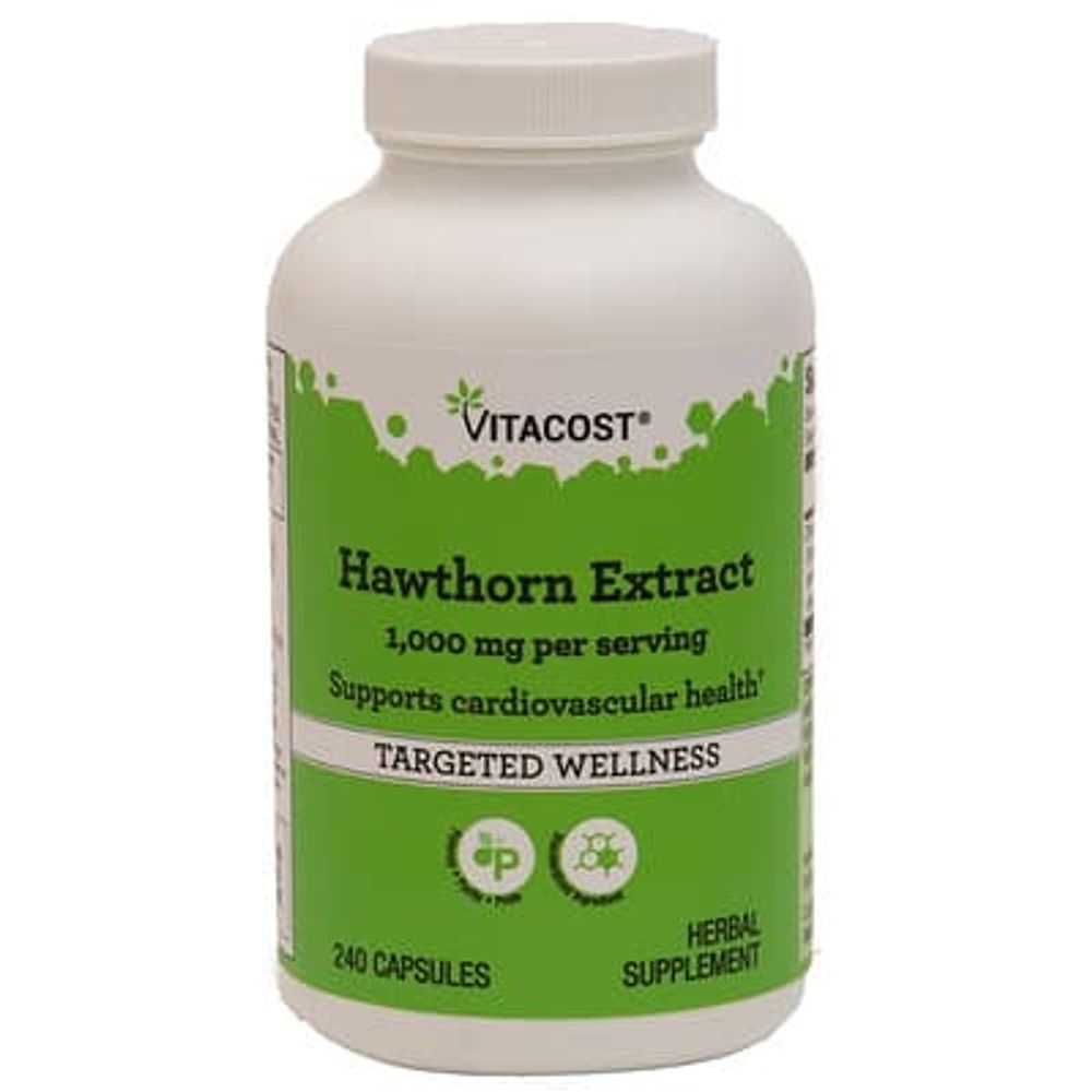 Vitacost, экстракт боярышника, 240 капсул (500 мг в 1 капсуле)
