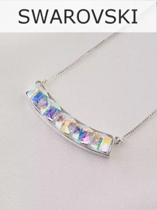 Колье Мираж с дорожкой кубиков-хамелеонов Swarovski