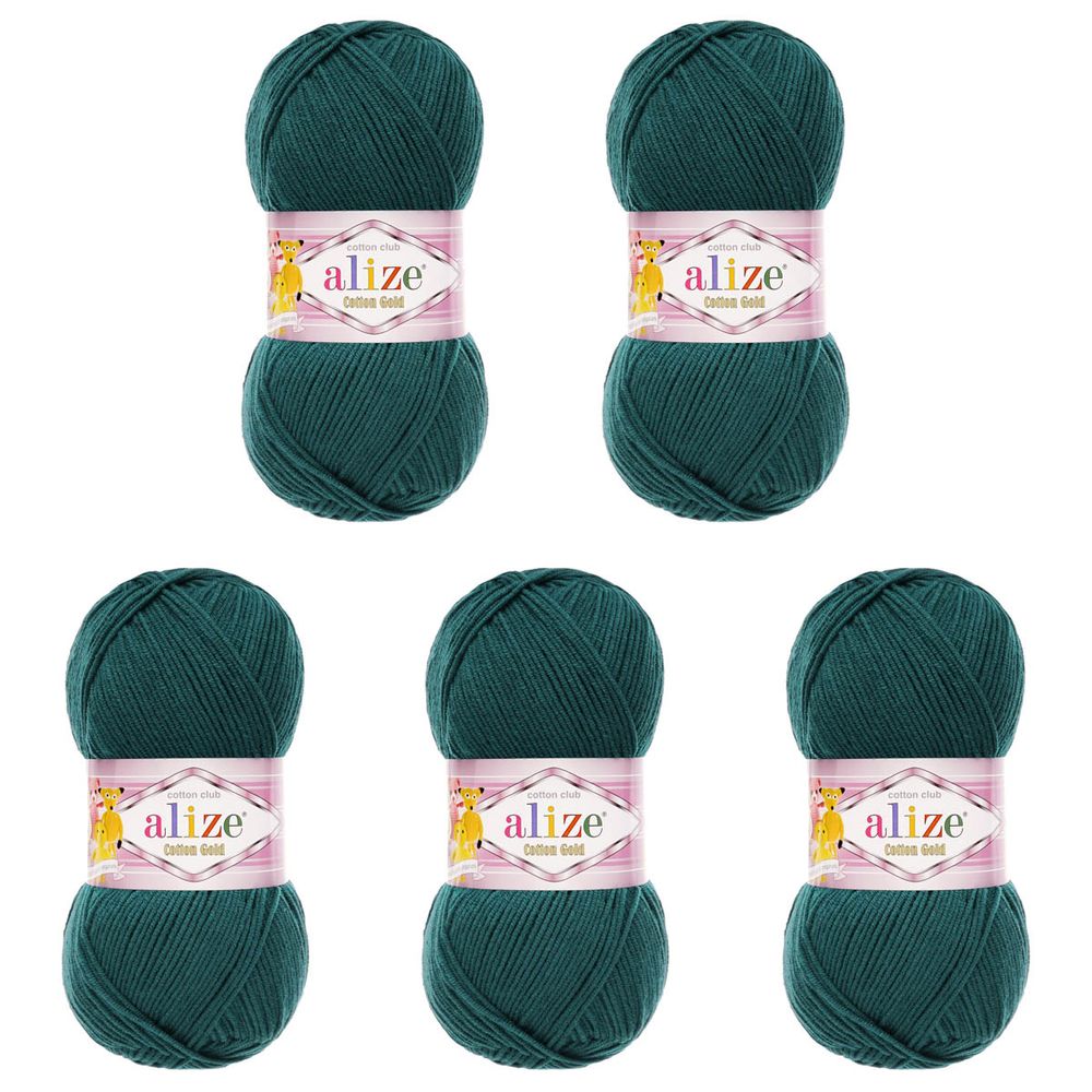 Пряжа Alize (Ализе) Cotton Gold / уп.5 мот. по 100 г, 330м, 426 петроль А