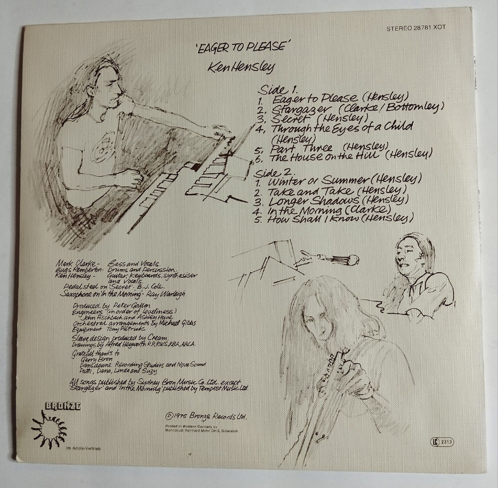 Винтажная виниловая пластинка LP Ken Hensley Eager To Please (Germany 1978)