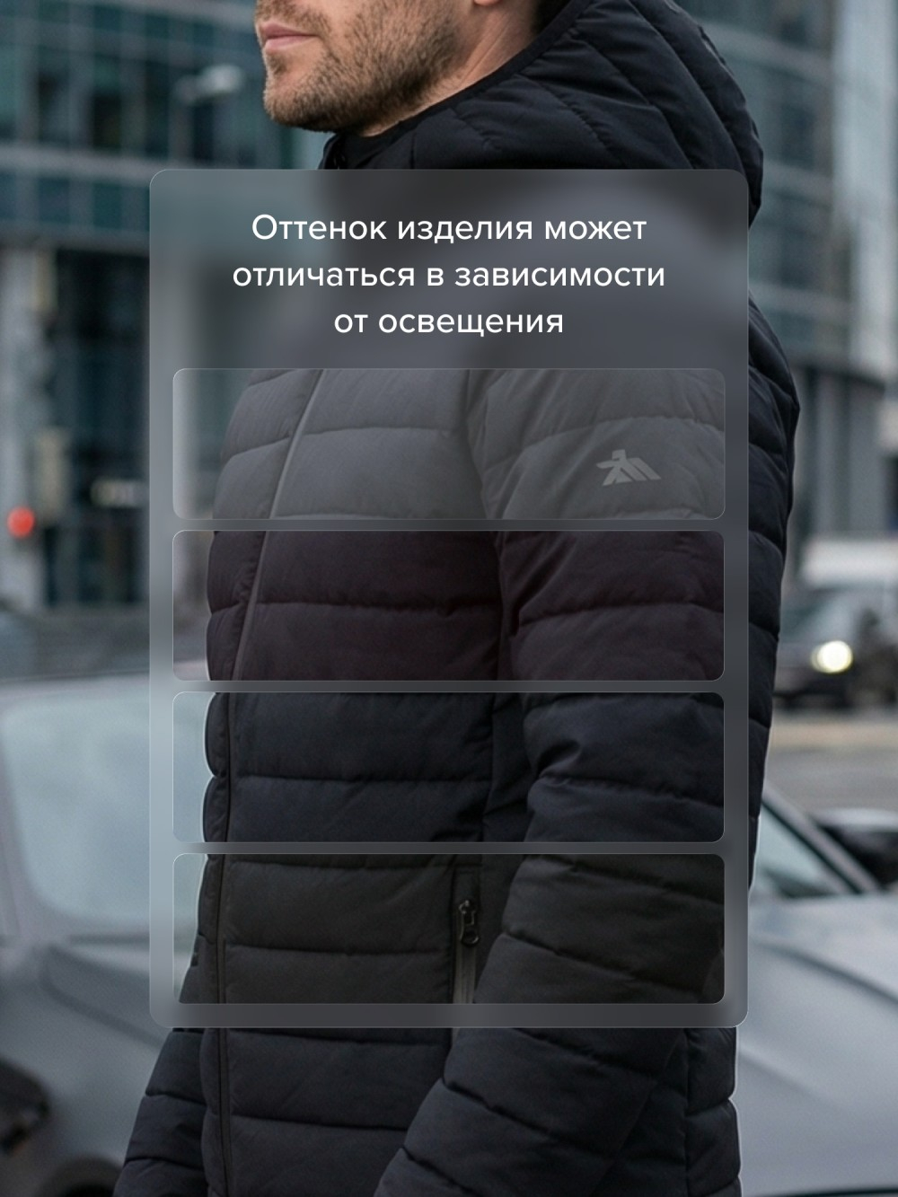 Куртка осень-зима мужская стёганая с капюшоном с графеновой подкладкой черного цвета 9623_1Ch