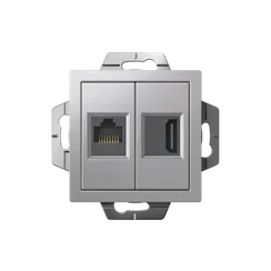 Розетка двойная HDMI + RJ45, Cat 5e Systeme Electric AtlasDesign Алюминий ATN000382