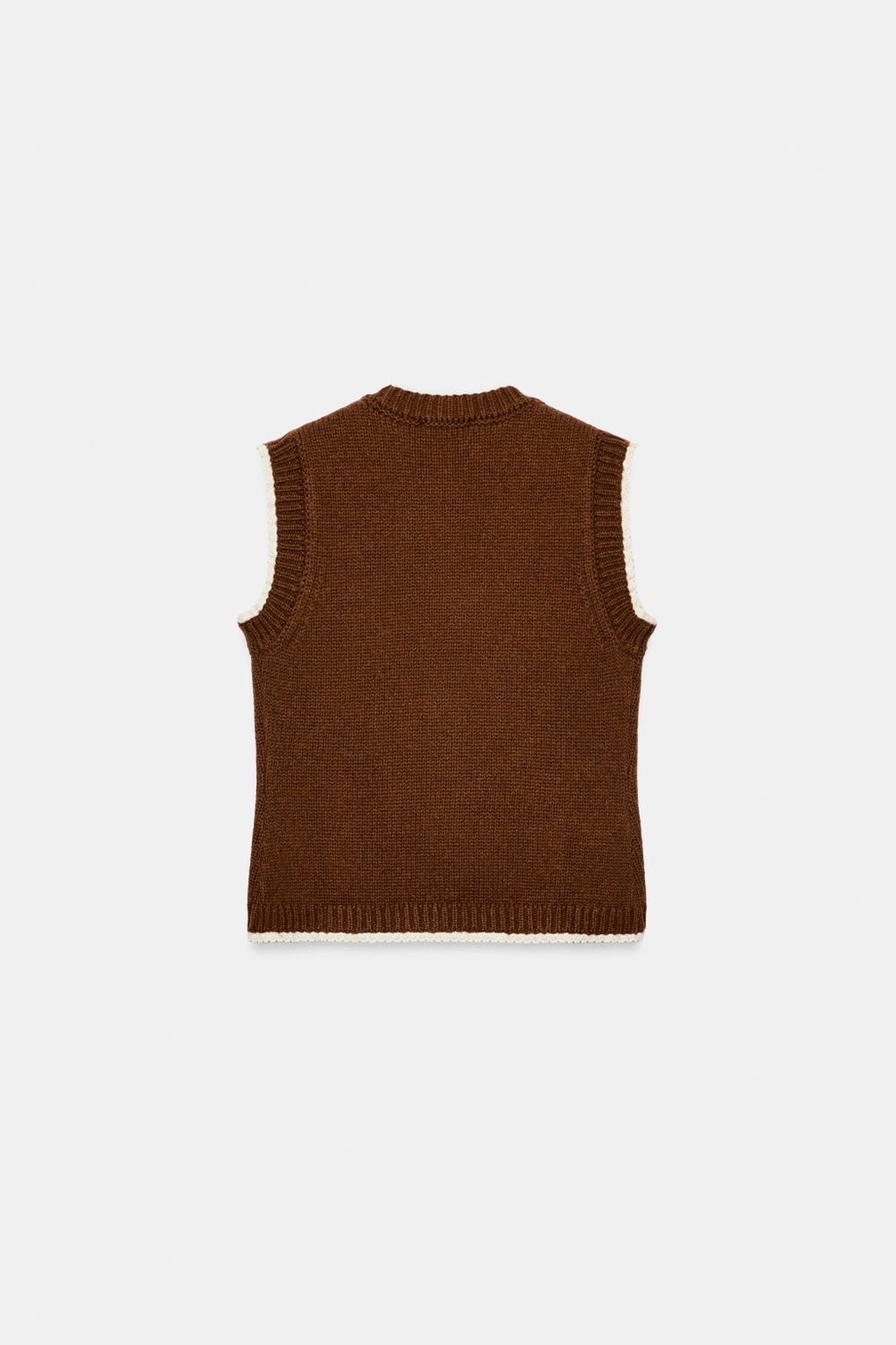 ZARA ЖАККАРДОВЫЙ ЖИЛЕТ С ЦВЕТОЧНЫМ УЗОРОМ, КОРИЧНЕВЫЙ