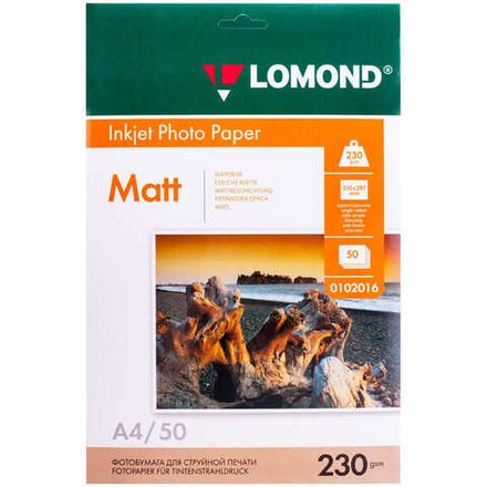 Фотобумага матовая А4, 210*297, 50л, Lomond, 230г/м2, односторонняя