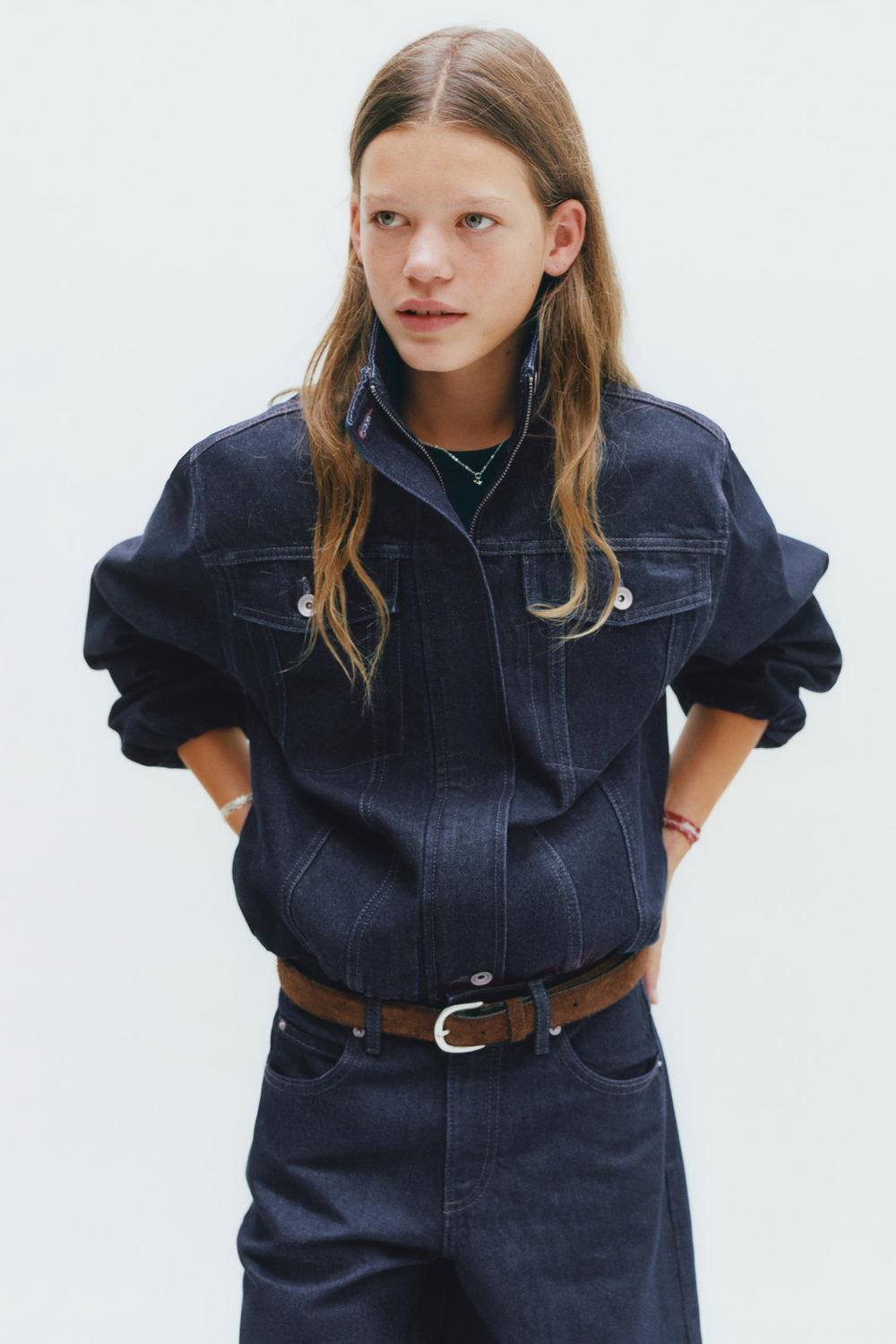 ZARA ДЖИНСОВАЯ КУРТКА BALLOON, СИНИЙ