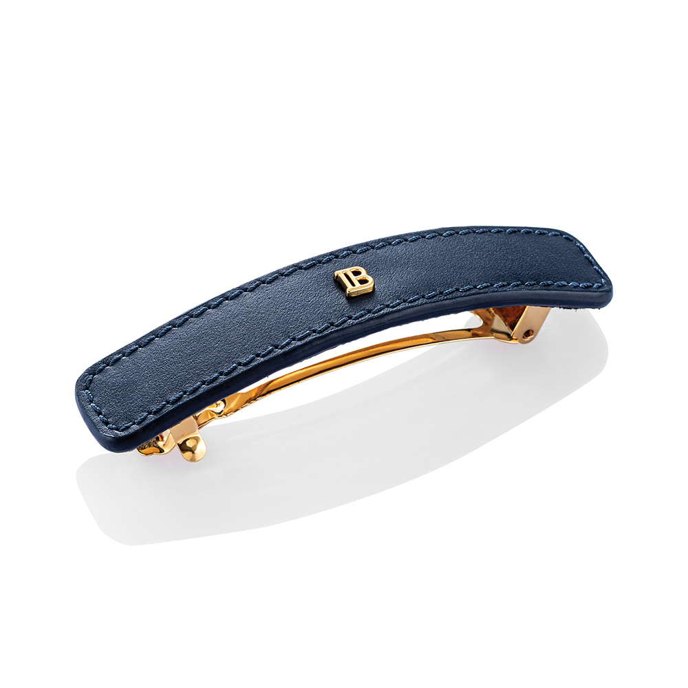 Balmain Hair Couture Заколка-автомат кожаная "Космический сапфир" Limited Edition Leather Barrette Cosmic Sapphire C4 25