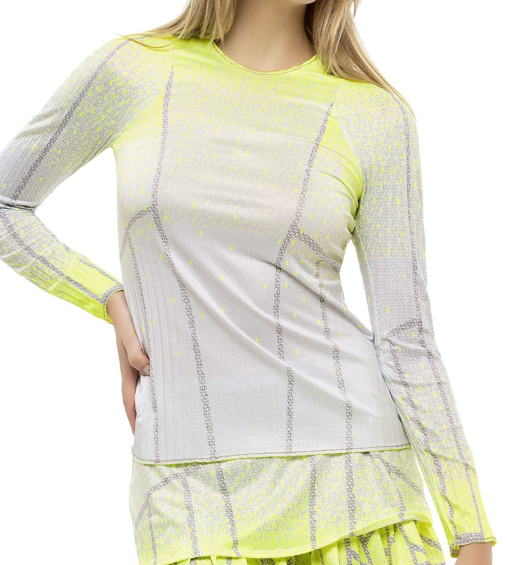 Женская футболка теннисная (dł. Рукава) Lucky in Love Nice To Pleat You Del 1 Pleat It Up L/S W - neon yellow