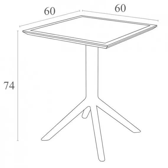 Стол пластиковый складной Sky Folding, 60х60 см, белый