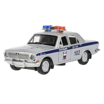 Машина металл ГАЗ-2401 ВОЛГА ПОЛИЦИЯ 12 см, двери, багаж, серебристый, кор. Технопарк