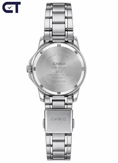 CASIO LTP-V004D-7B CASIO Collection женские наручные часы — светлый циферблат, стальной браслет и удобная индикация даты