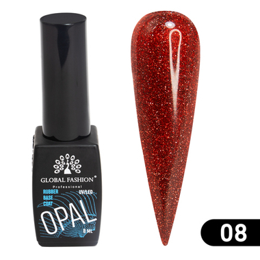 КАУЧУКОВАЯ БАЗА DISCO OPAL СВЕТООТРАЖАЮЩАЯ GLOBAL FASHION 8 МЛ, 08